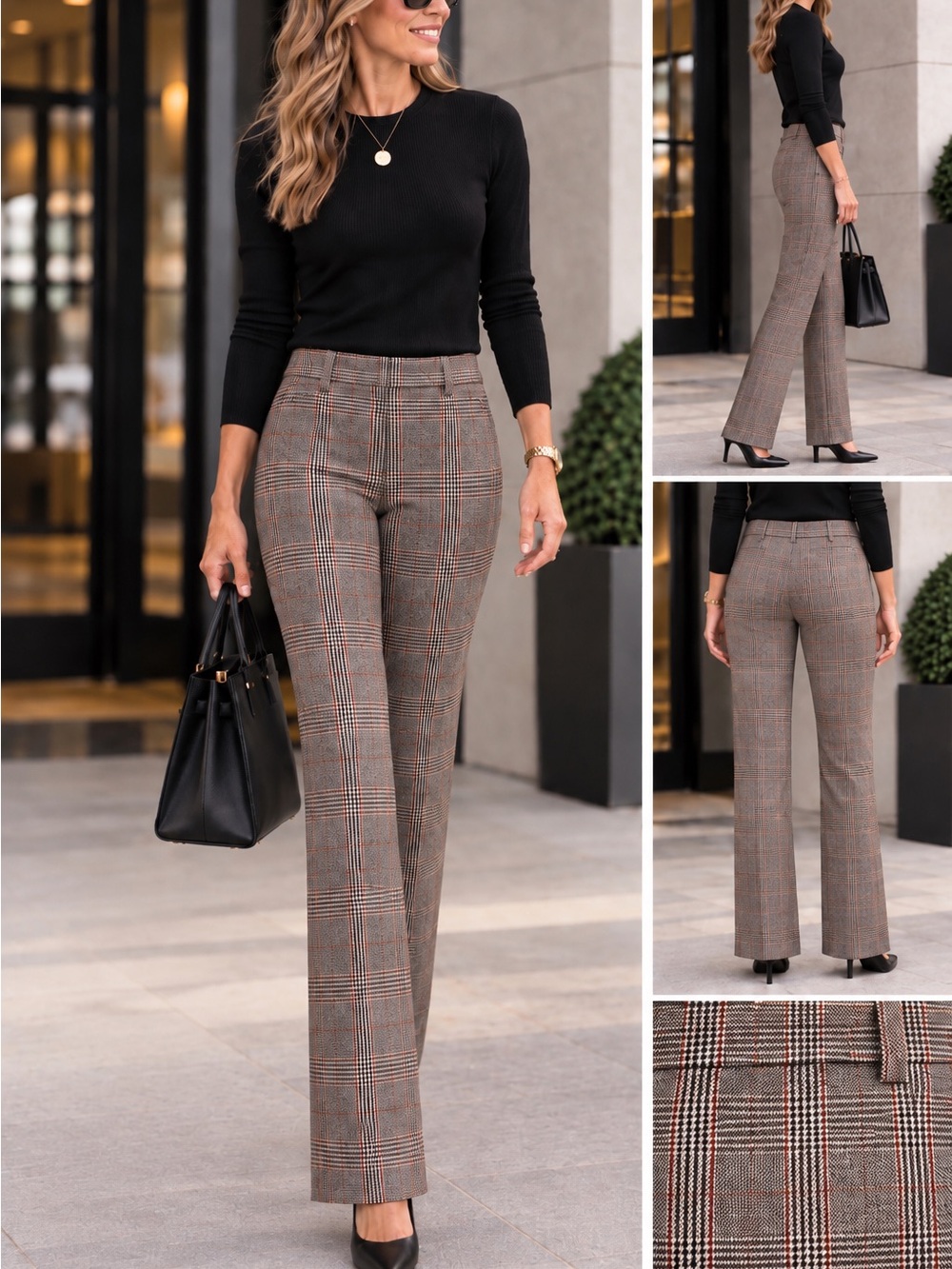 Express Plaid Mid-rise Columnist barely boot Pants - 6